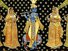 Krishna and Gopies ~ gold and silver (137 X 122)