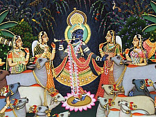 Pichwai Painting ~ Gopasthmi ~ Lord krishana with cow ( 92 X122 cm )