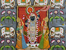Pichwai Painting ~ Jal kamal with shrinathji and cow (122 X 152)
