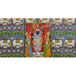 Pichwai Painting ~ Jal kamal with shrinathji and cow (122 X 152)