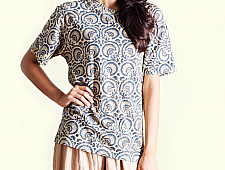 Ajrakh T-shirt ~ Floral carousels Vegetable Color