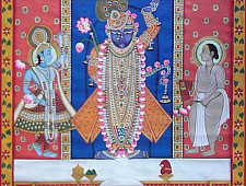 Pichwai Painting ~ Shrinath ji, Yamuna ji and Mahaprabhuji