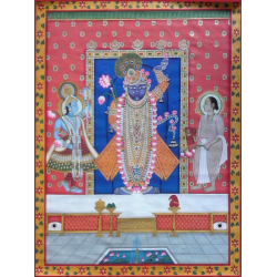 Pichwai Painting ~ Shrinath ji, Yamuna ji and Mahaprabhuji