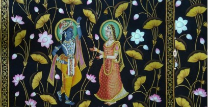 Pichwai Painting ~ Kamal Talai . Radha Krishna ~ { 3 X 5 Feet}