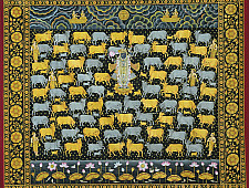 Pichwai Painting ~ Raas . Gold Foil Work { 4 X 4.5 Feet }