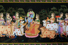 Pichwai Painting ~ Krishna with Gopis { 3 X 4 Feet }