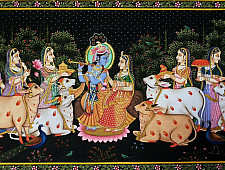 Pichwai Painting ~ Krishna with Gopis { 3 X 4 Feet }