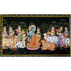 Pichwai Painting ~ Krishna with Gopis { 3 X 4 Feet }