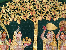 Pichwai Painting ~ Gopis . Gold foil Work
