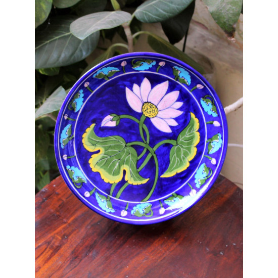 Atasi ⚘ Blue Pottery Blue Lotus Floral Plate ⚘ H