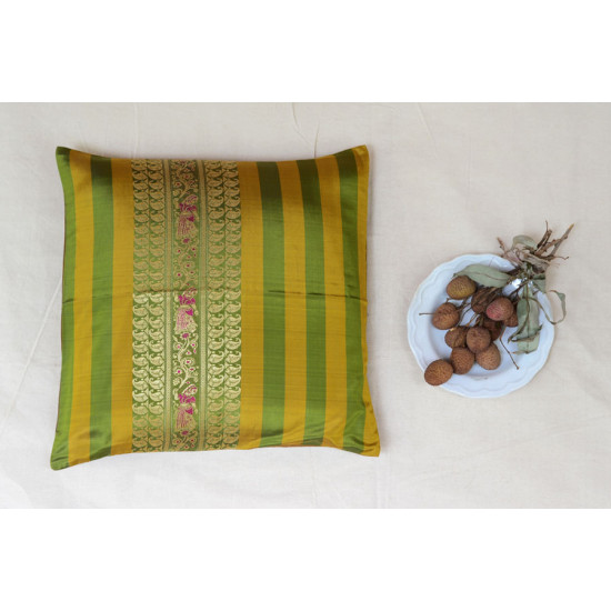 सौमनस | Saumanas ☘ Baluchari Cushion { F } { 16 X 16 inch }