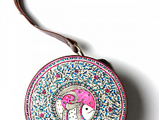 उपवन ~ Leather * Hand Painted { Clutch Round - Matsya Jaal } - 5
