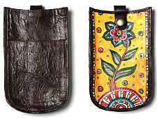 उपवन ~ Leather * Hand Painted { Mobile Pouch-Ek Phool } - 2