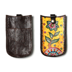 उपवन ~ Leather * Hand Painted { Mobile Pouch-Ek Phool } - 2