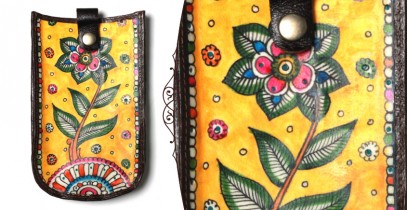 उपवन ~ Leather * Hand Painted { Mobile Pouch-Ek Phool } - 2