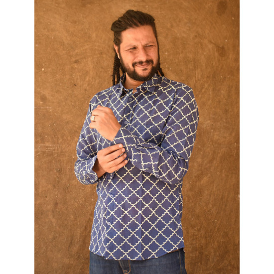 रंगरेज / Rangrez ❂ Block Printed . Fine Cotton Shirt ❂ 11