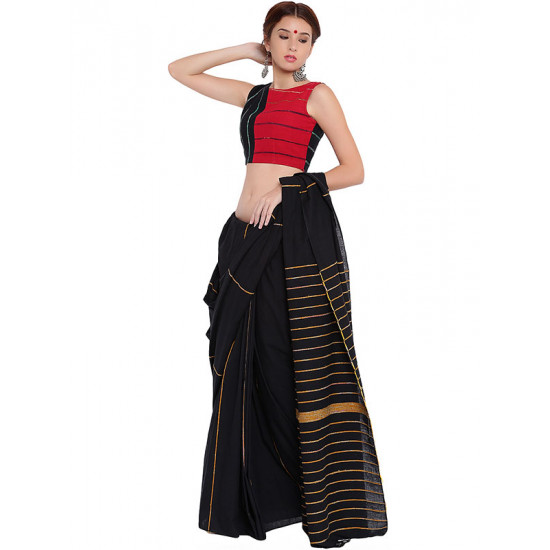 खेस ✥ Black and red panel sleeveless blouse ✥ 3