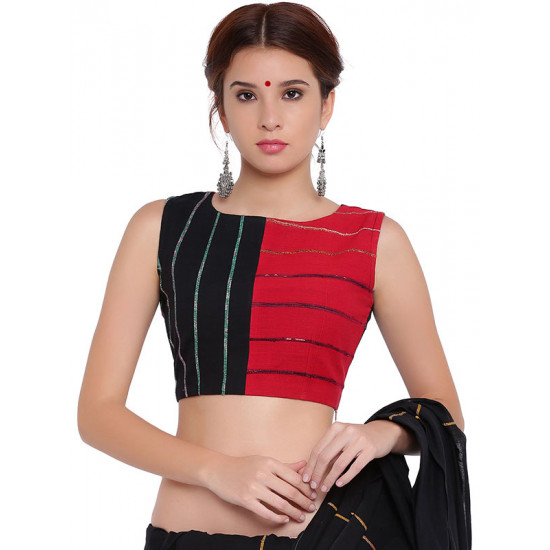 खेस ✥ Black and red panel sleeveless blouse ✥ 3