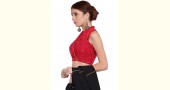खेस ✥ Red khesh overlap blouse with jacket collar ✥ 4
