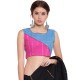 खेस ✥ Pink and blue khesh contemporary blouse with red piping ✥ 7