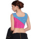 खेस ✥ Pink and blue khesh contemporary blouse with red piping ✥ 7