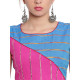 खेस ✥ Pink and blue khesh contemporary blouse with red piping ✥ 7