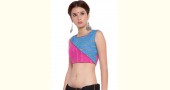 खेस ✥ Pink and blue khesh contemporary blouse with red piping ✥ 7