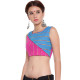 खेस ✥ Pink and blue khesh contemporary blouse with red piping ✥ 7