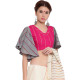 खेस ✥ Pink khesh blouse with grey khesh umbrella sleeves ✥ 8