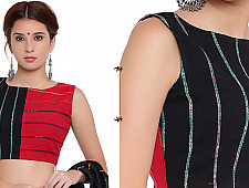 खेस ✥ Black and red panel sleeveless blouse ✥ 3