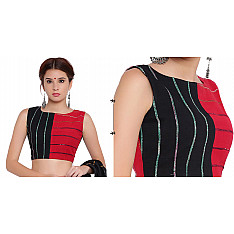 खेस ✥ Black and red panel sleeveless blouse ✥ 3