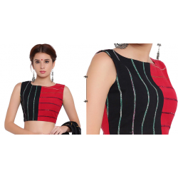 खेस ✥ Black and red panel sleeveless blouse ✥ 3