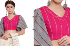 खेस ✥ Pink khesh blouse with grey khesh umbrella sleeves ✥ 8