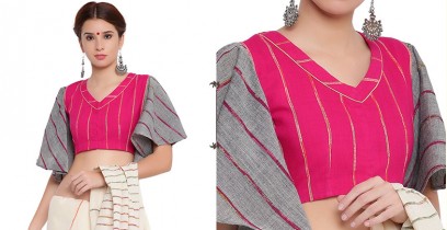 खेस ✥ Pink khesh blouse with grey khesh umbrella sleeves ✥ 8