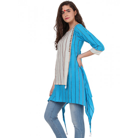 खेस ✥ Khesh blue & white tunic ✥ l