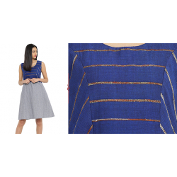 खेस ✥ Blue khesh and grey Cotton Handwoven Dress ✥ c