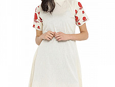 Bindi . बिंदी ⚫ A-line dress with collar and bindi embroidered sleeves ⚫ 2