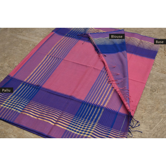 handwoven maheshwari silk saree - pink