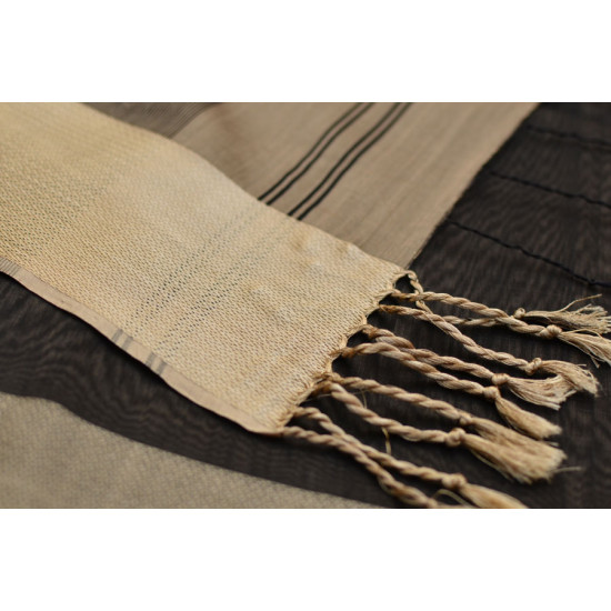 buy handwoven maheshwari silk saree - black and beige 