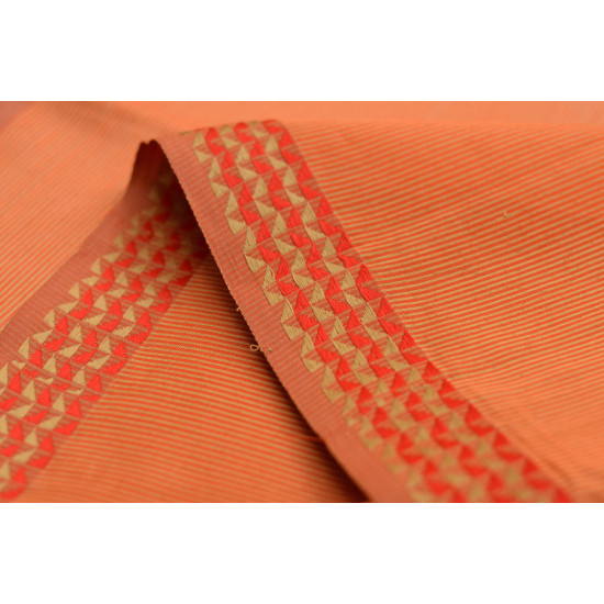 handloom maheshwari cotton silk saree - orange and beige color