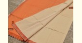 handloom maheshwari cotton silk saree - orange and beige color
