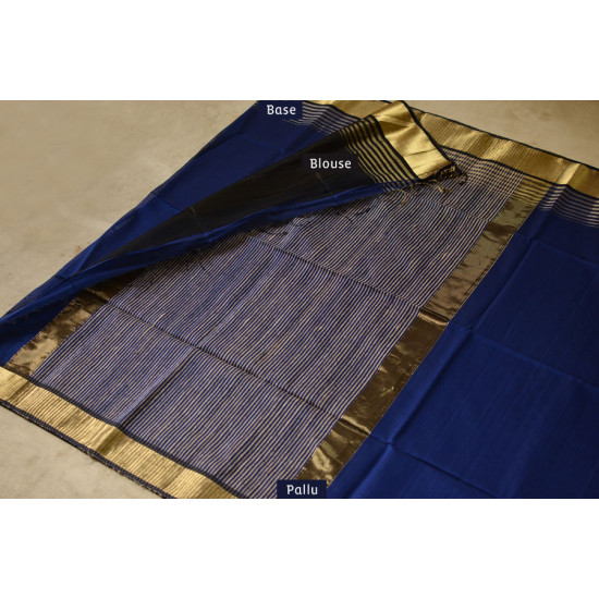 handwoven maheshwari silk blue saree