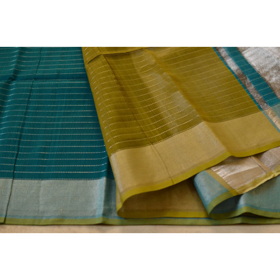 maheshwari saree teal blue color with zari pallu