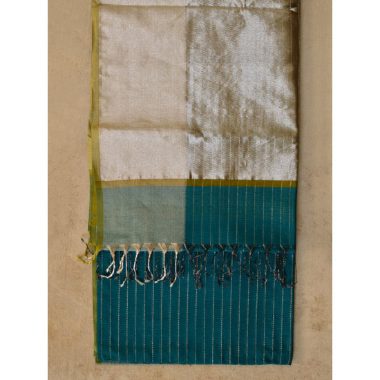 maheshwari saree teal blue color with zari pallu