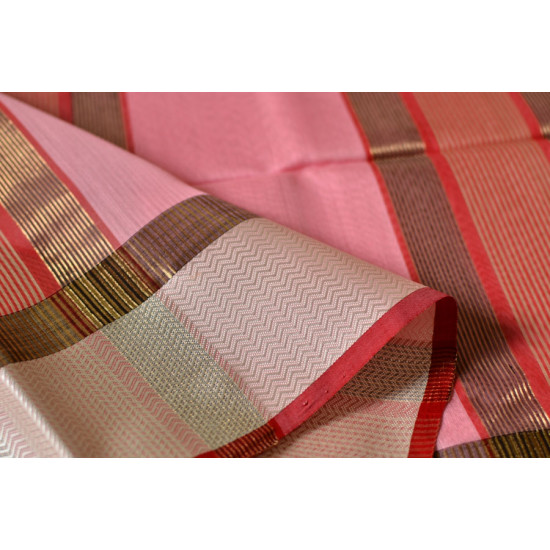 handloom maheshwari cotton silk saree - baby pink color