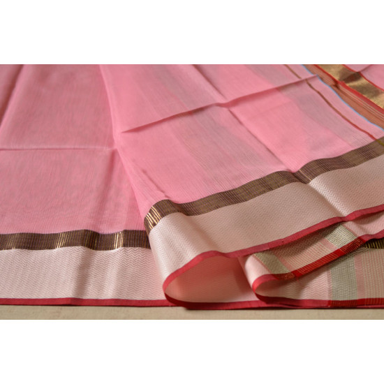 handloom maheshwari cotton silk saree - baby pink color