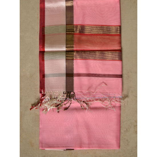 handloom maheshwari cotton silk saree - baby pink color