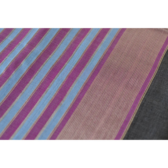 maheshwari cotton silk handloom saree - purple color with resham border