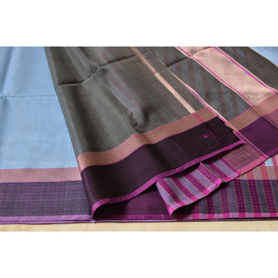 maheshwari cotton silk handloom saree - purple color with resham border