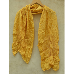 Twinkle Drops ♦ Habotai Silk . Natural Color Bandhani Stole ♦ 13